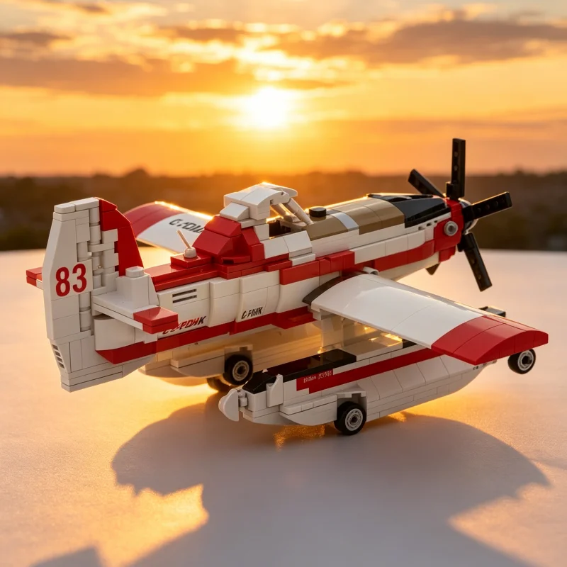Aerial Firefighting Aircraft MOC Building Blocks Forest Fire Fighting Display DIY Brick Building Set Desktop Display Model