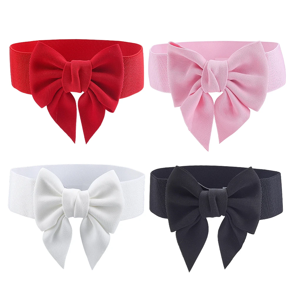 4PCS 4colors Belts for Women Women Belt Elastic Waist Vintage Bowknot Belt Wedding Sash Elegant Cute Stretchy Cinch Waistband