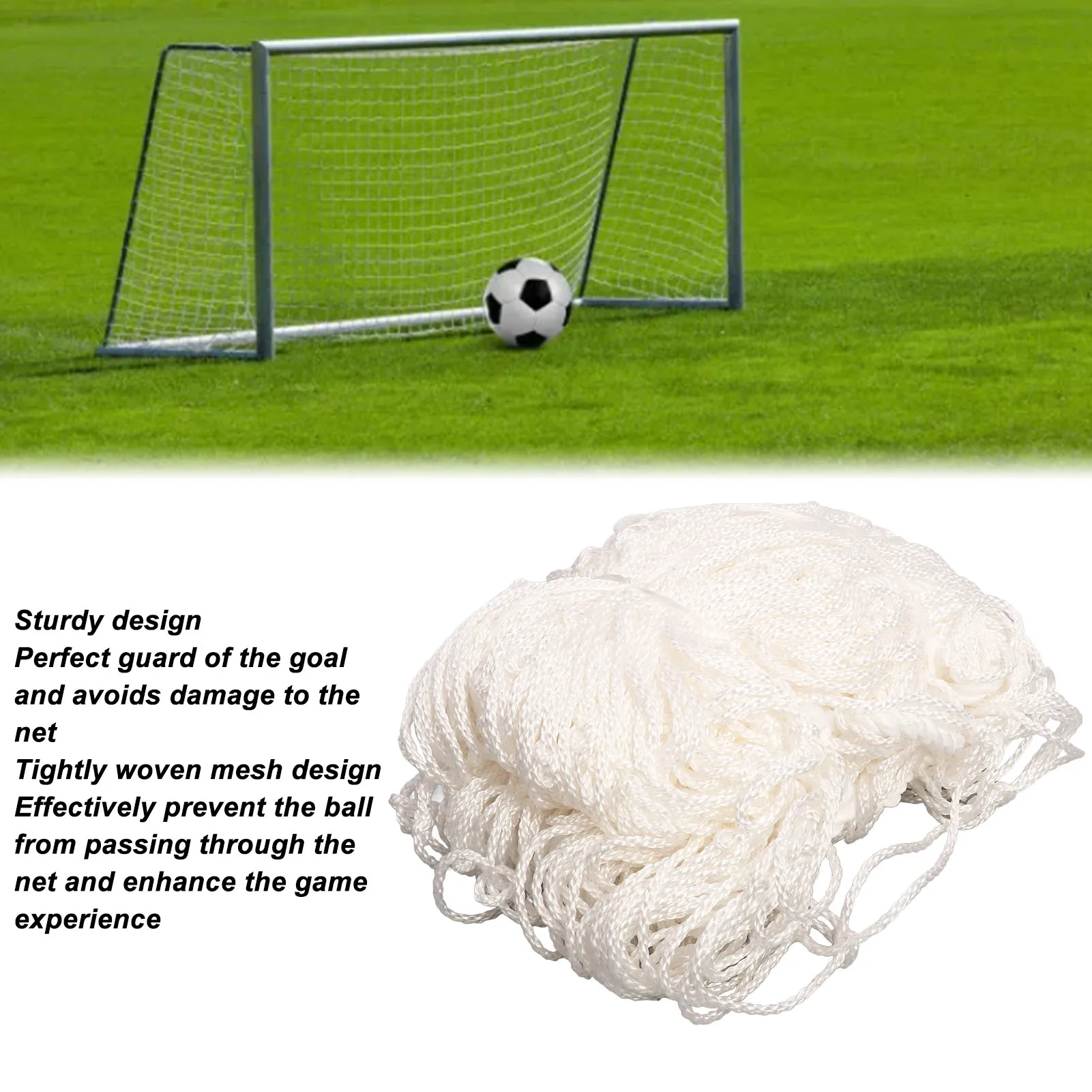 Soccer Net Professional Standard 9.8x6.6ft 3 Strands Tight Woven Sturdy Polypropylene Goal Net Replacement For Soccer Match