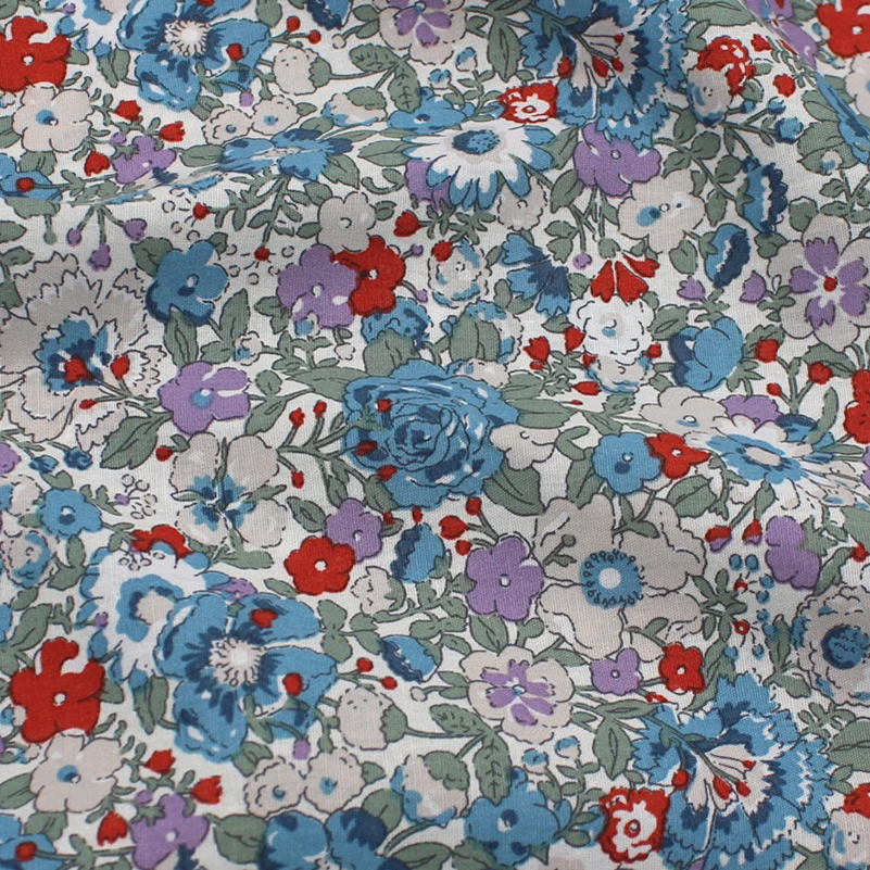 New Pure Cotton Small Floral Fabric 40s Plain Cotton Clothing Dress Shirt Fabric Summer Thin by Half Meter