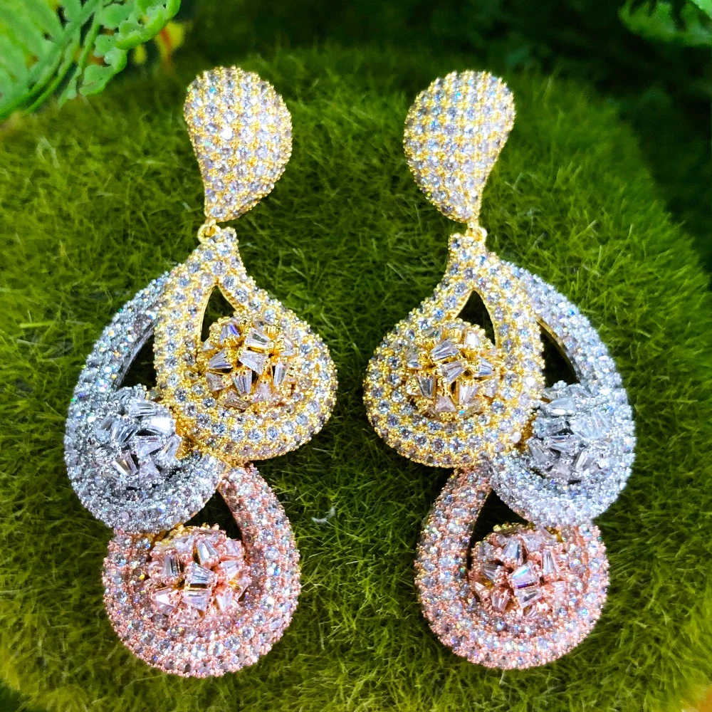

Kellybola Luxury Original Charm Drop Earrings For Women Ladies Bridal Fashion Jewelry Cubic Zircon New Design High Quality Gift