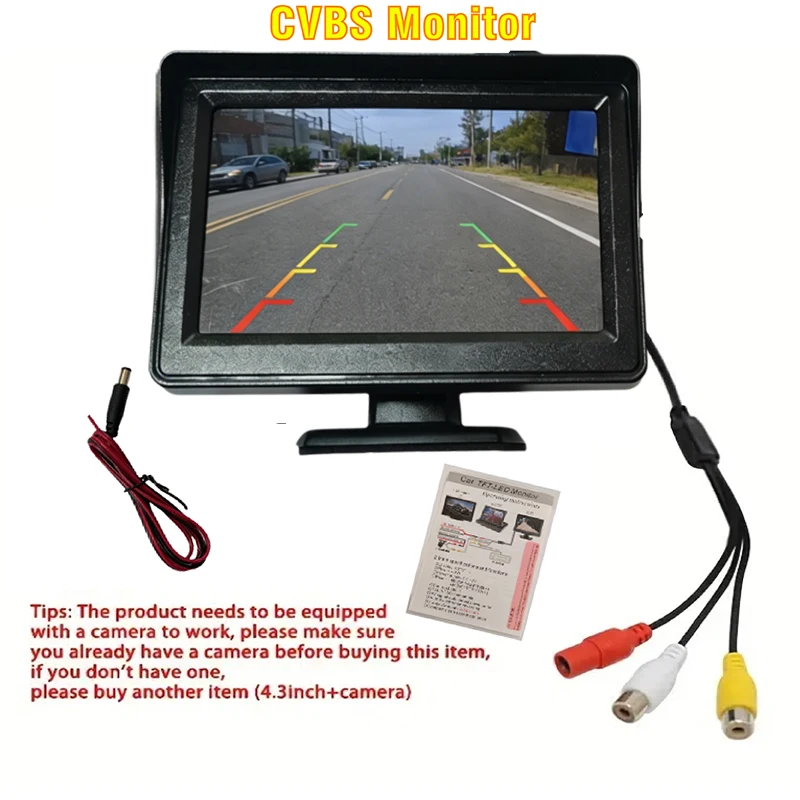 4.3-inch Car Display/ 4.3-inch Monitor and Camera with Night Vision, Reversing Image, Parking Assistance