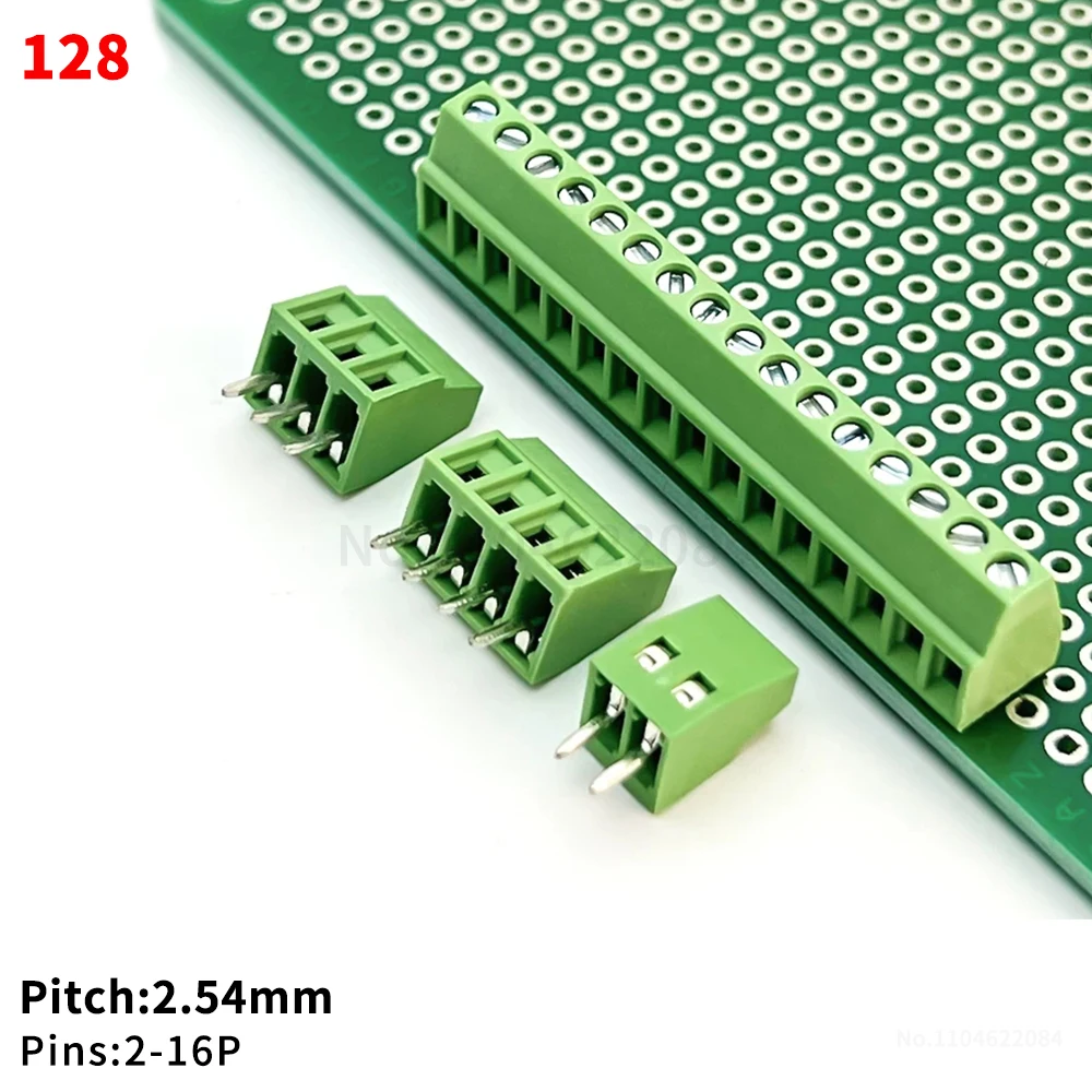 (5 pcs) KF 128 - 2.54mm Screw PCB Terminal Block Pitch JM128 2.54 150V / 6A Wire to Board Connector 2-16Pin 128 2.54