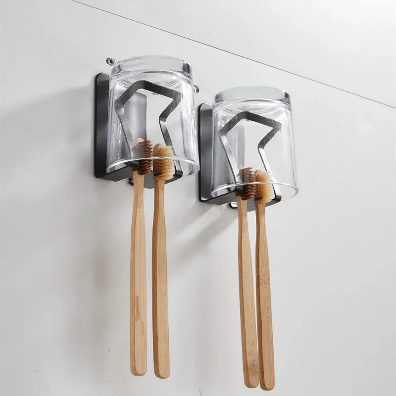 1PCS Stainless Steel Toothpaste Toothbrush Cup Holder Wall Mount Storage Rlack Commodity Shelf for Bathroom Hardware Accessories