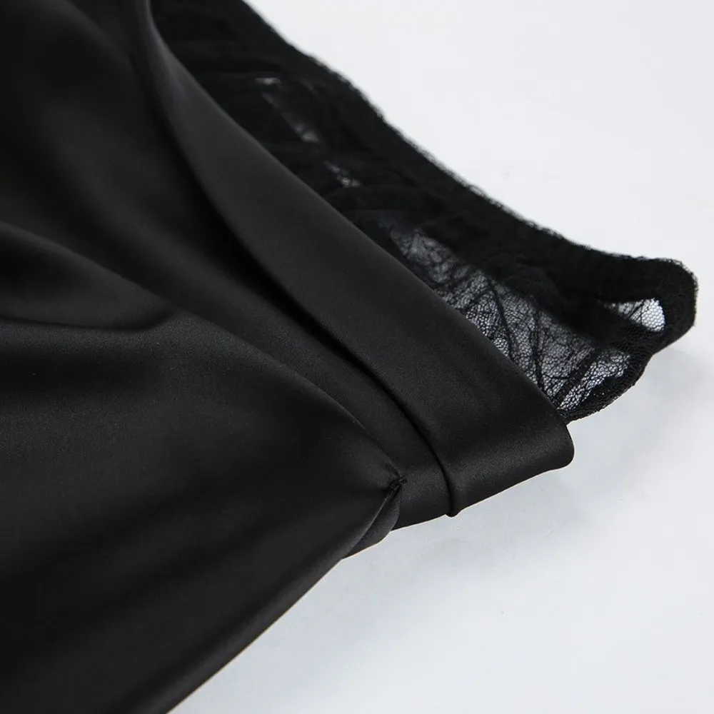 Asymmetric Splice Wrap Skirt Unique Silhouette Surround Cut Line Lace Hem Garment Romantic Hem Detail Sheer Lace Trim