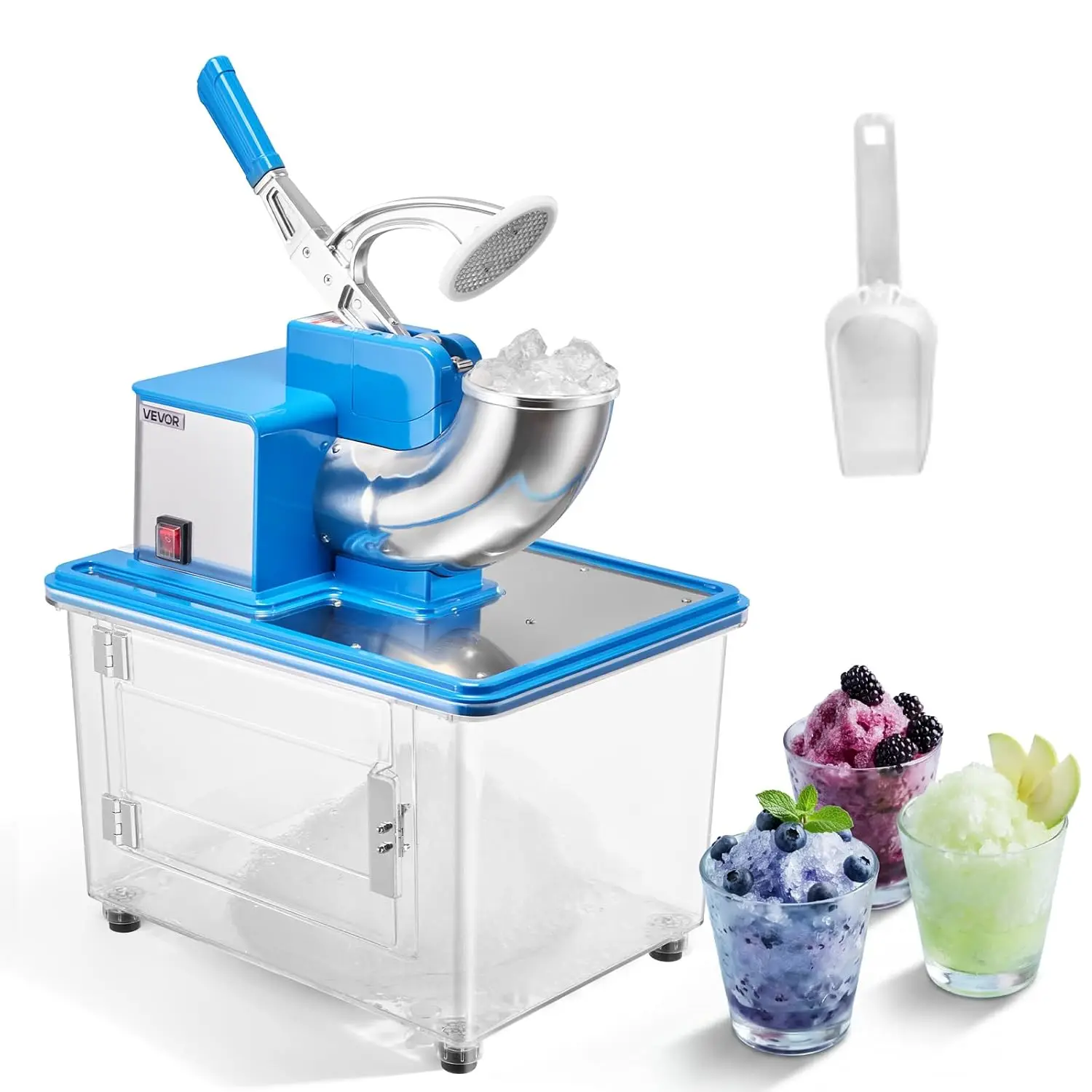 110V Commercial Ice Crusher 661LBS/H, ETL Approved 300W Electric Snow Cone Machine with Dual Blades, Stainless Steel Shaved Ice
