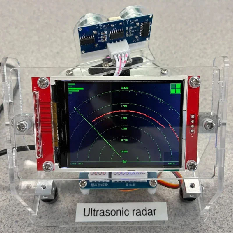 1Set 5V 2A Ultrasonic Radar DIY Kit 1.8-Inch/2.8-Inch Screen Display w ESP8266 Main Controller No Soldering/Programming Required
