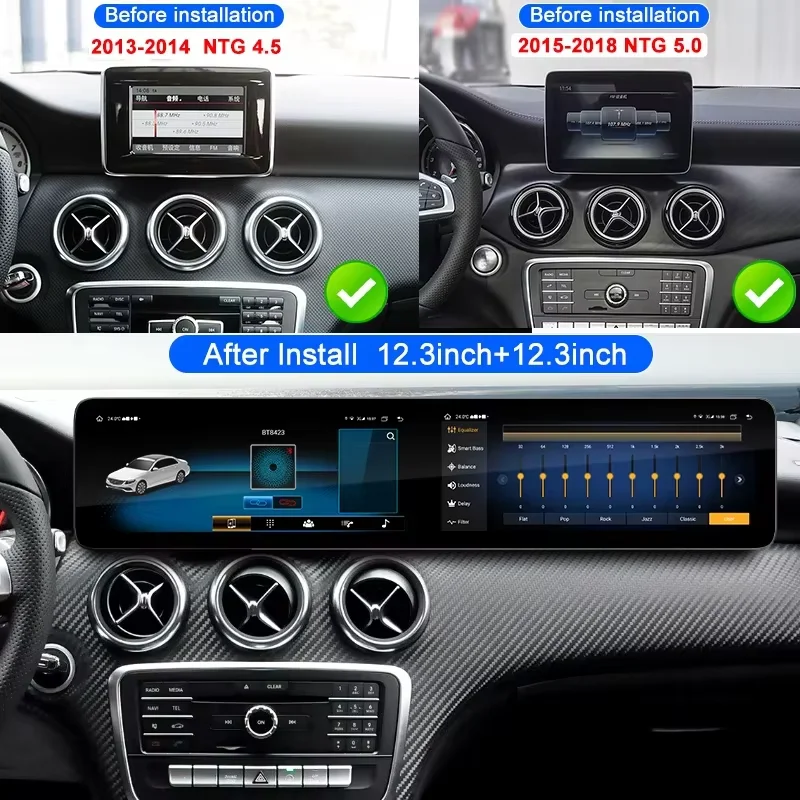 25.6 CarPlay Auto Android14 L RHD For Mercedes Benz A B C Class GLA CLA W205 W245 W246 W176 X156 C117 2013-2020 Screen Car Radio