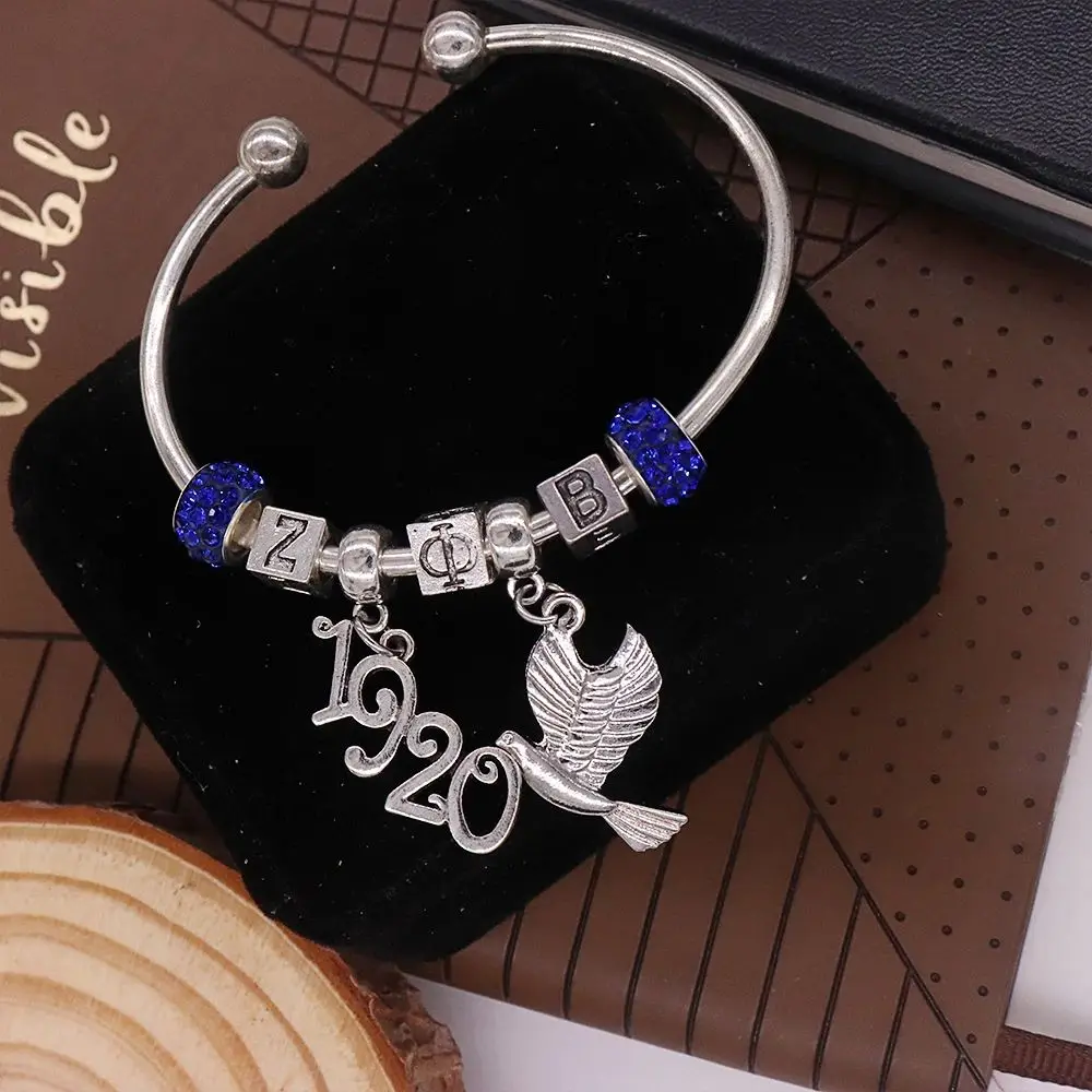 College White Blue Women Sorority Finer 1920 Dove Zeta Phi Beta Bangles Jewelry