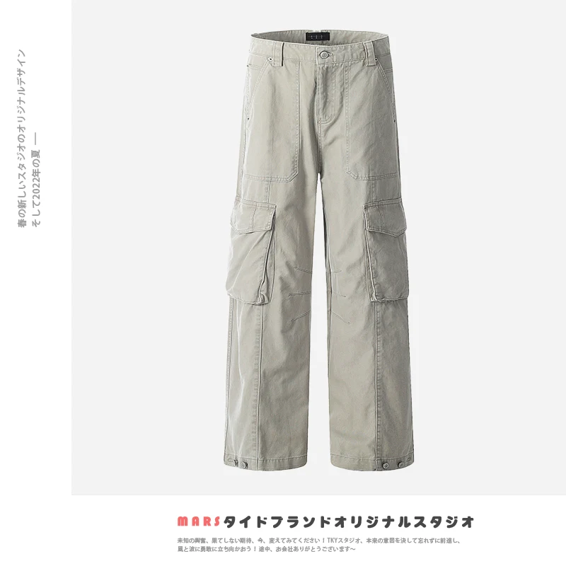 

Прямые брюки для спецодежды в американском стиле ретро с несколькими карманами и свободными прямыми повседневными брюками