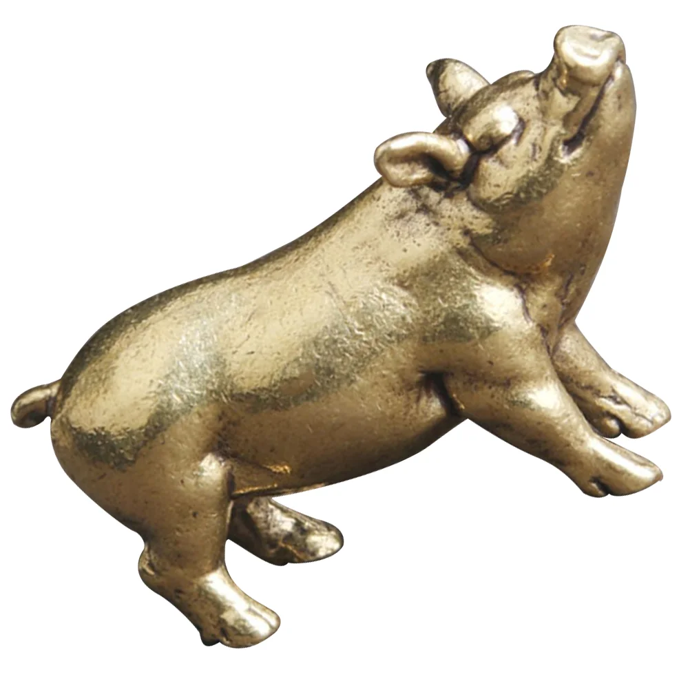 

Brass Piggy Mini Statue Ornaments for Crafts Figurine Animal Decorations Desktop Adornment Retro Small