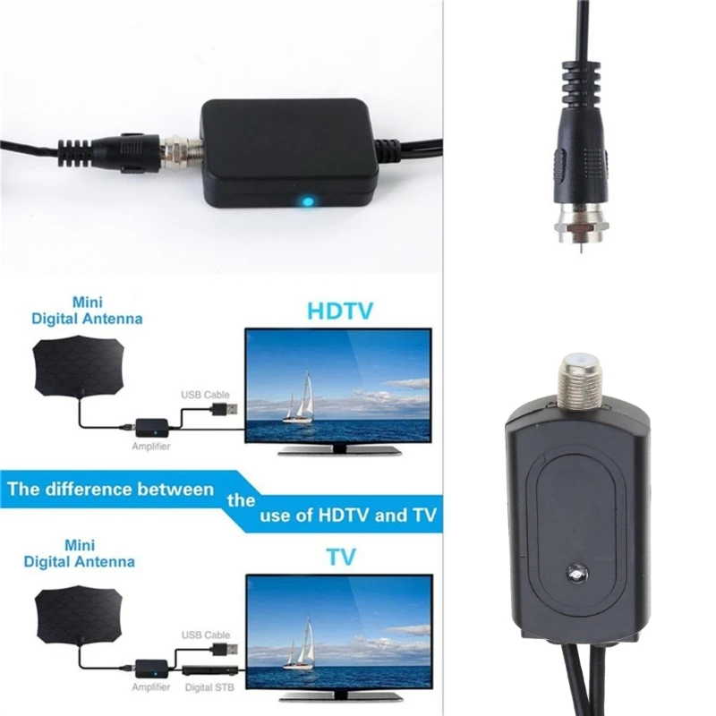 Penguat Antena Kuat Penguat Sinyal 25dB 1,5C-2V / Hitam