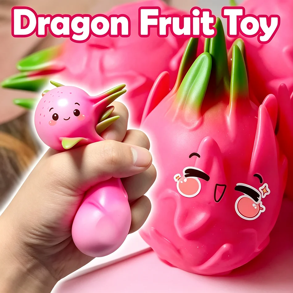 Dragon Fruit Squishy Squeeze Ball Simulated Fruit Fidget Sensory Toy Stress Reliever Squeeze Toy For Adults