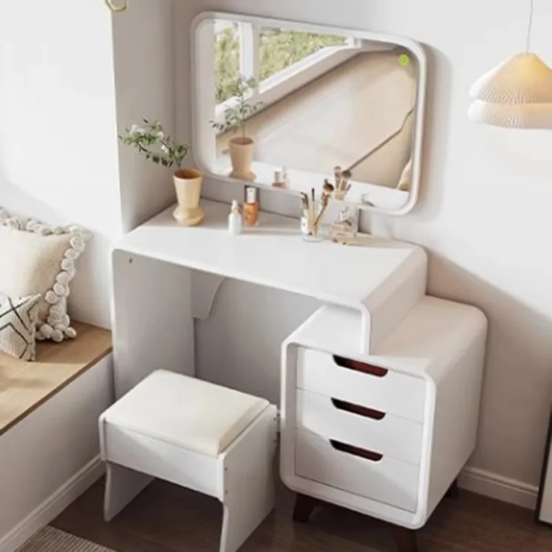 Women White Dressing Table Minimal Design Luxury Organizer Dressing Table Drawers Texture Kommode Schlafzimmer Home Furniture