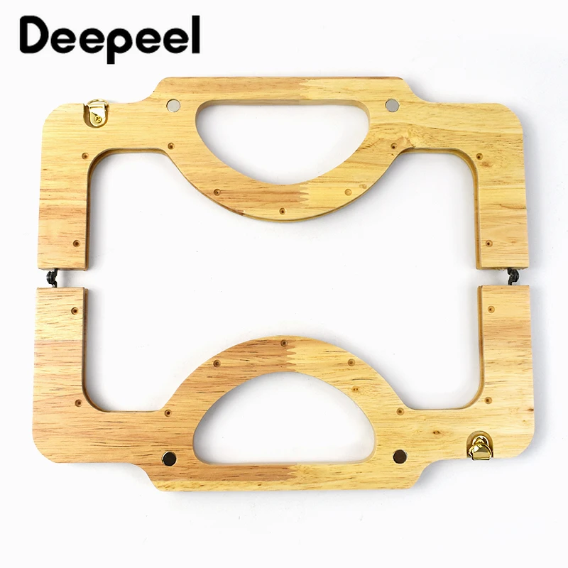 1Pc Deepeel Wooden Purse Frame Handles DIY Handmade Screw Kiss Clasp Wood Bags Handle Women Handbag Sewing Brackets Accessory