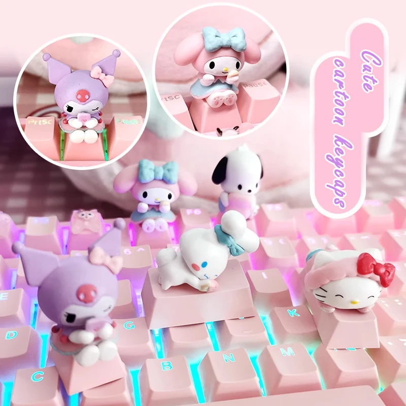 

Cute Personalized Keycap for Cross Axis Mechanical Keyboard Special Keycap Cute KT Kuromi Melody Pink Additional Keycap