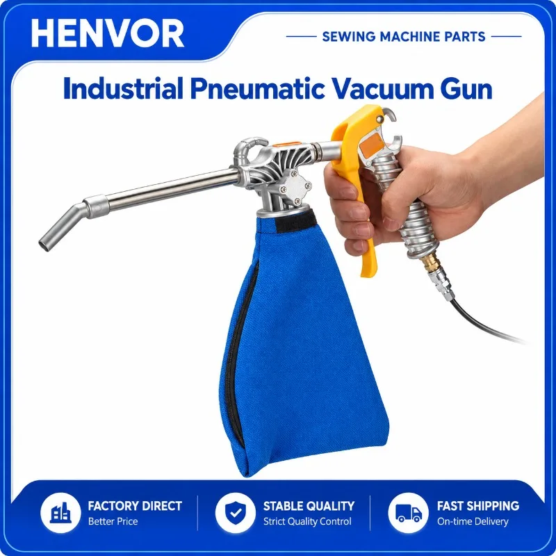 HENVOR Pneumatic Vacuum Gun Blowing Suction Dual-Purpose Air Tool for Sewing Machine Factory Workshop Air Compressor