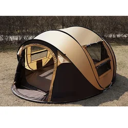 5-6 Person Family Camping Instant Throw Up Pop Up Tent for Outdoor Picnic Fishing Gear Green/Brown
