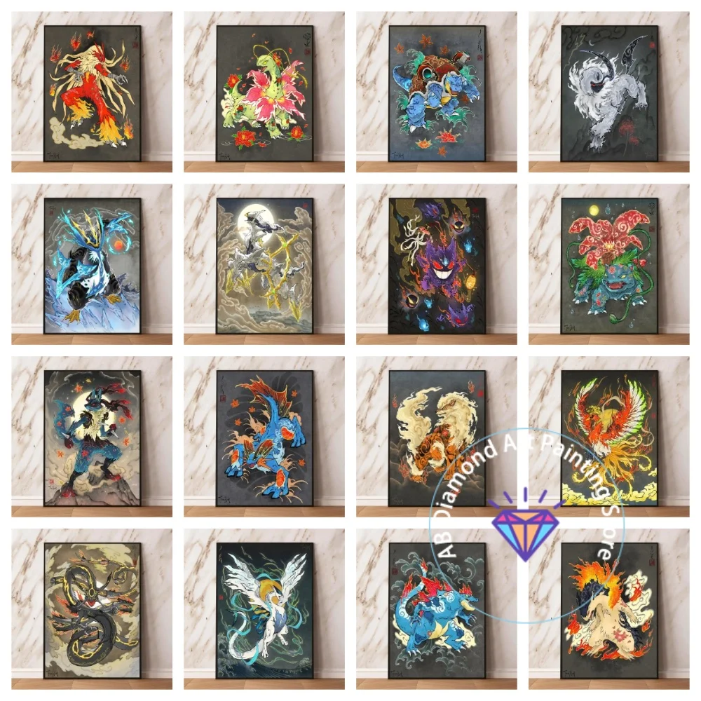 

Hot Selling Japan Anime Pokemon Cartoon Gengar Bulbasaur Square Round AB Diamond Painting Kit DIY Handmade Art Home Decor Gift