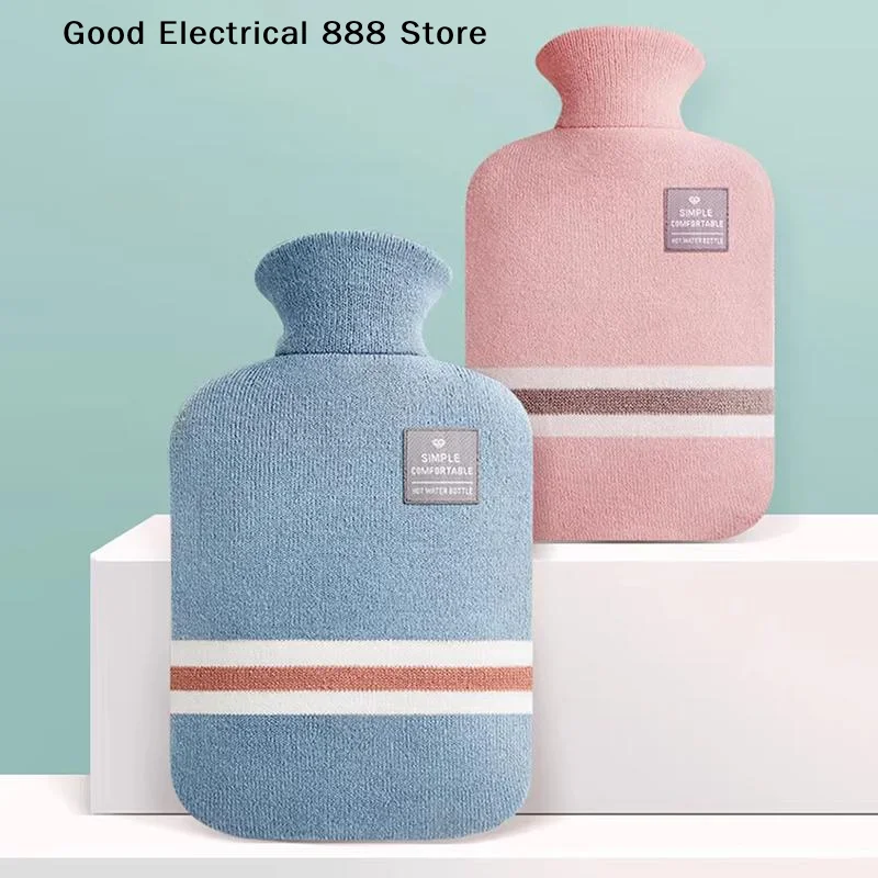 1/2L Hot Water Bottle With Knitted Cover Large Capacity Hot Water Bag For Women Warm Belly Hands Feet Inject Water Hot Water Bag