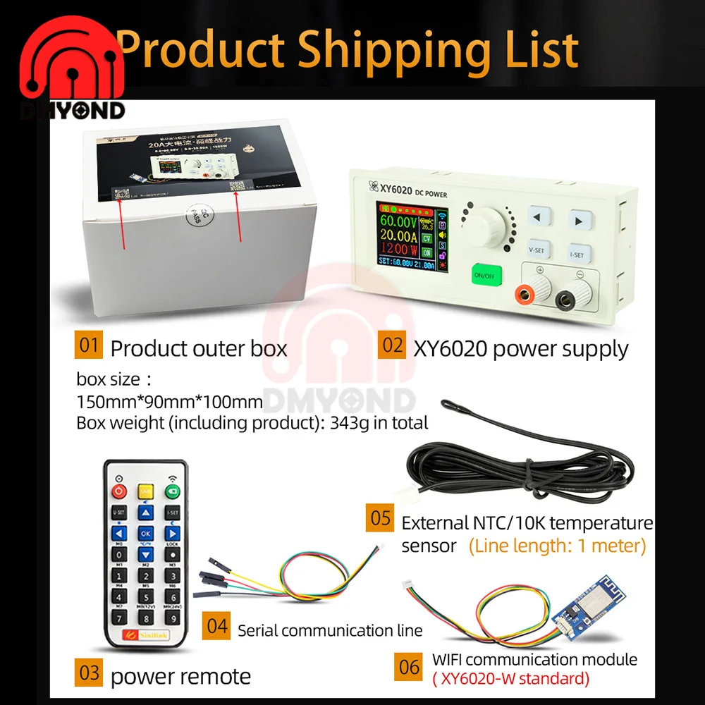 CNC 조정 가능한 DC 조정 전원 공급 장치, 일정한 압력, 일정한 전류 유지, 스텝 다운 모듈, XY6020, 20A, 1200W