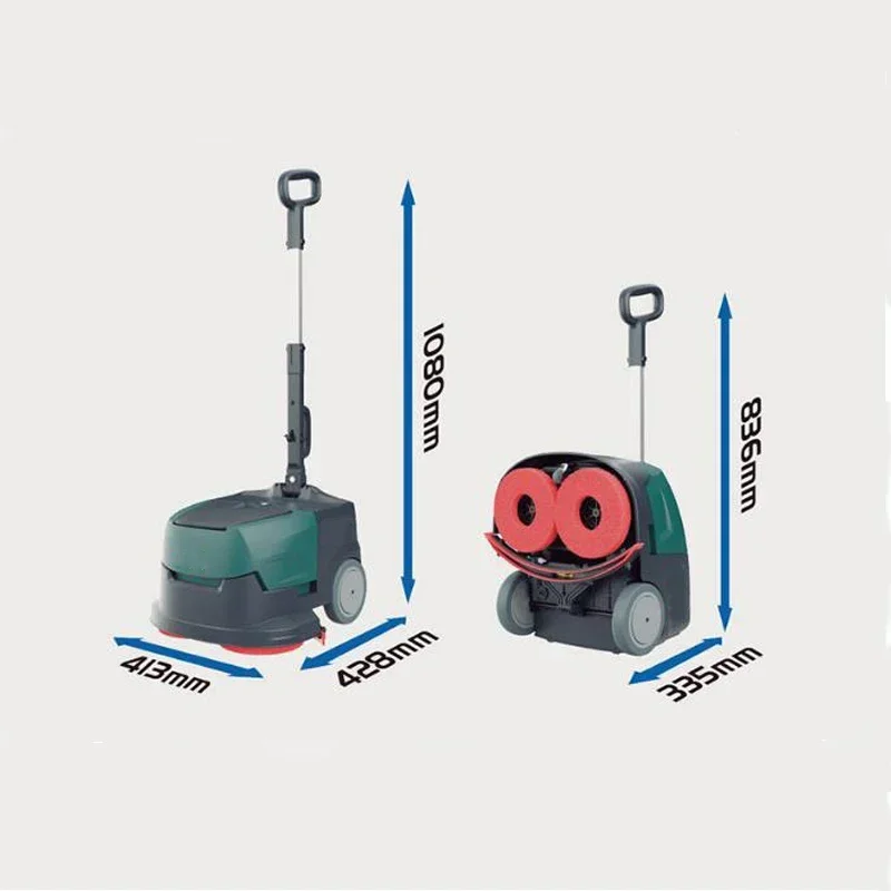 Walk Behind Mini Floor Cleaner Scrubber with Lithium Battery Multifunctional Dual Brush Floor Washer Sweeper Cleaning Machine