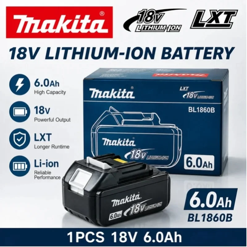 18V 6,0Ah Lithium-Ionen-Akku Kompatibel mit Makita LXT BL1860B BL1850B BL1840B Kabellosen Elektrowerkzeugen, Akku mit langer Laufzeit
