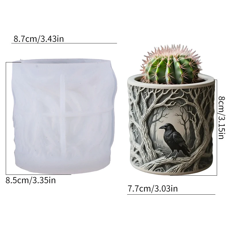 زهرية قالب من السيليكون حامل شموع معطرة مزخرفة قالب الغراب جثم قالب من السيليكون متعدد الأغراض لصنع مزهرية ديكور المنزل #6