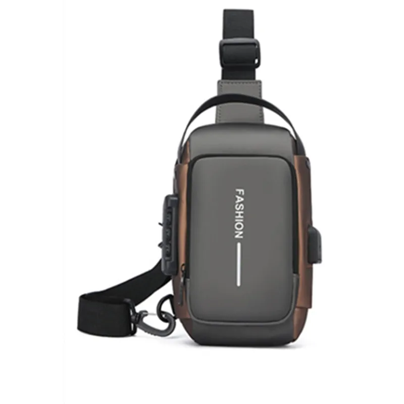 Multi functional password lock fashionable chest bag for men, large capacity portable commuting phone crossbody bag, trendy and image 6