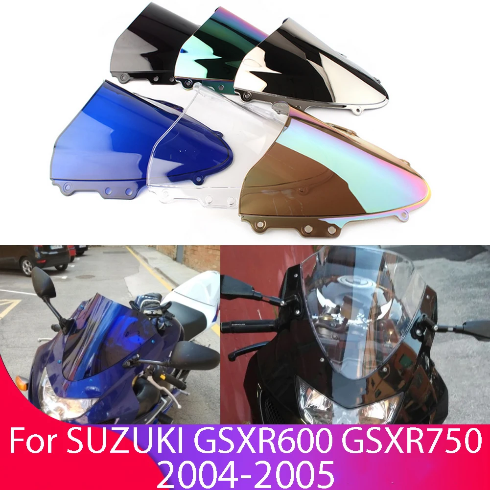 Motorcycle Windshield For SUZUKI GSX-R GSXR 600 750 GSXR750 2004-2005 K4 Double Bubble WindScreen Accessories Fairing Deflector