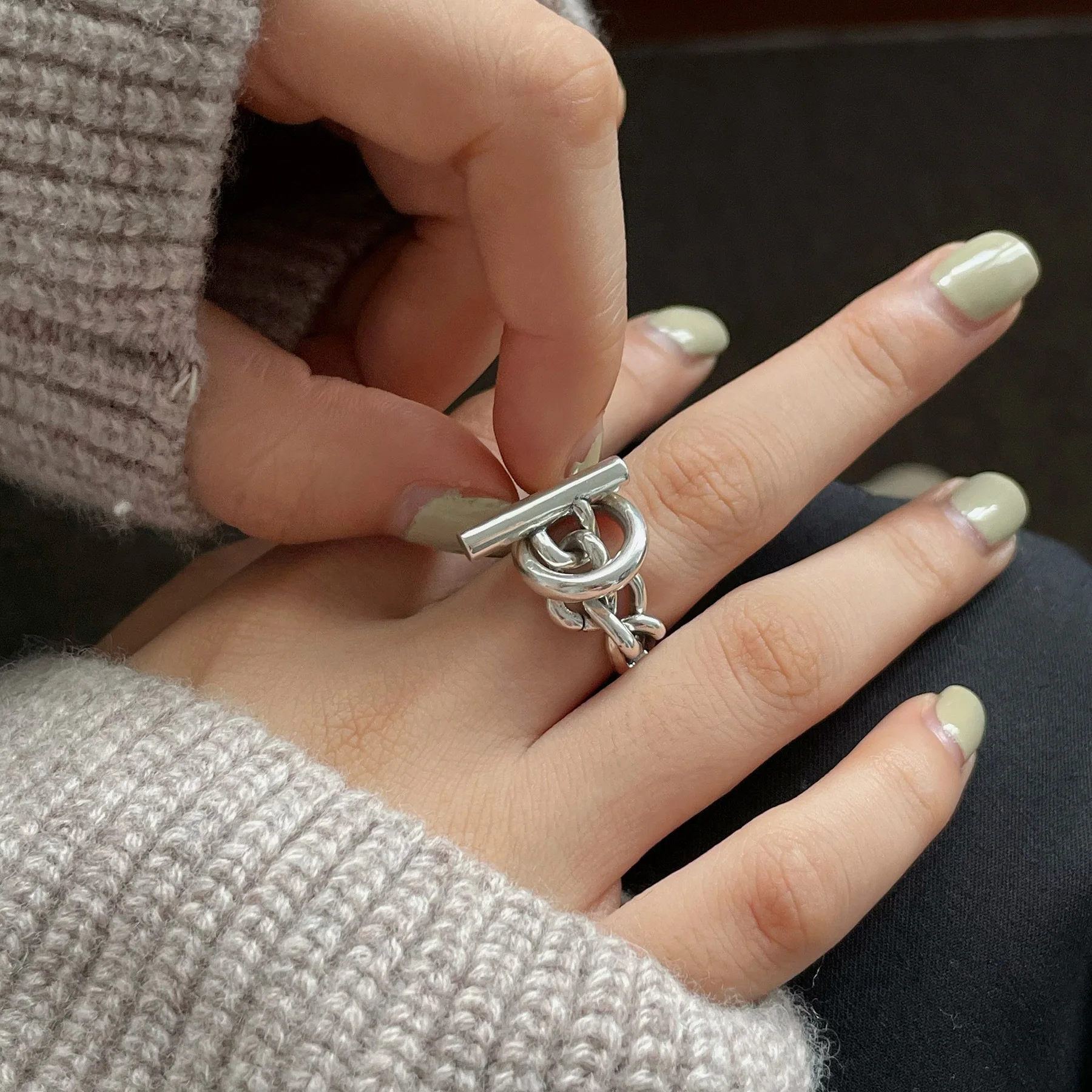 VENTFILLE Ringe aus 925er-Sterlingsilber, modisch, Hip-Hop, Vintage, für Paare, hohle Linien, Punk, Thai-Silber, Party, verstellbarer Schmuck