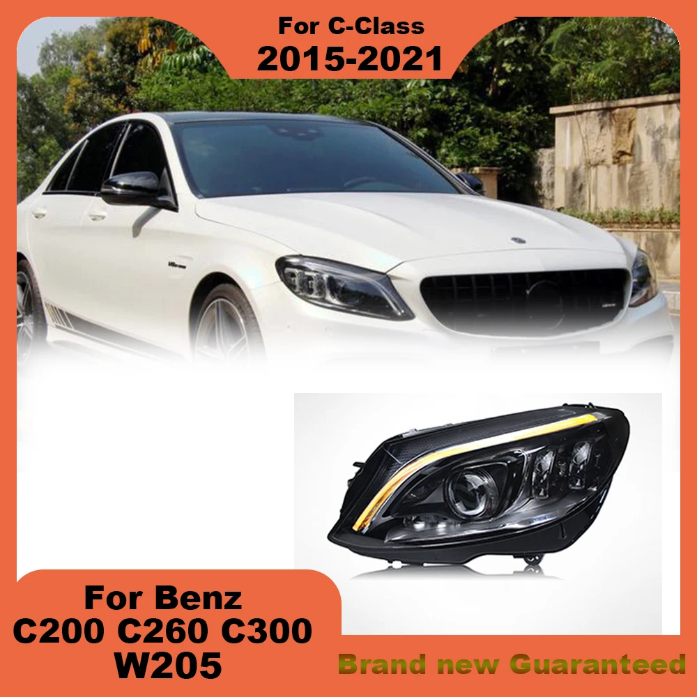 For W205 C-Class 2015-2021 C180 C200 C260 C300 Benz Headlight upgrade Maybach LED Laser Lenses Lamp Head Front Light Accessories