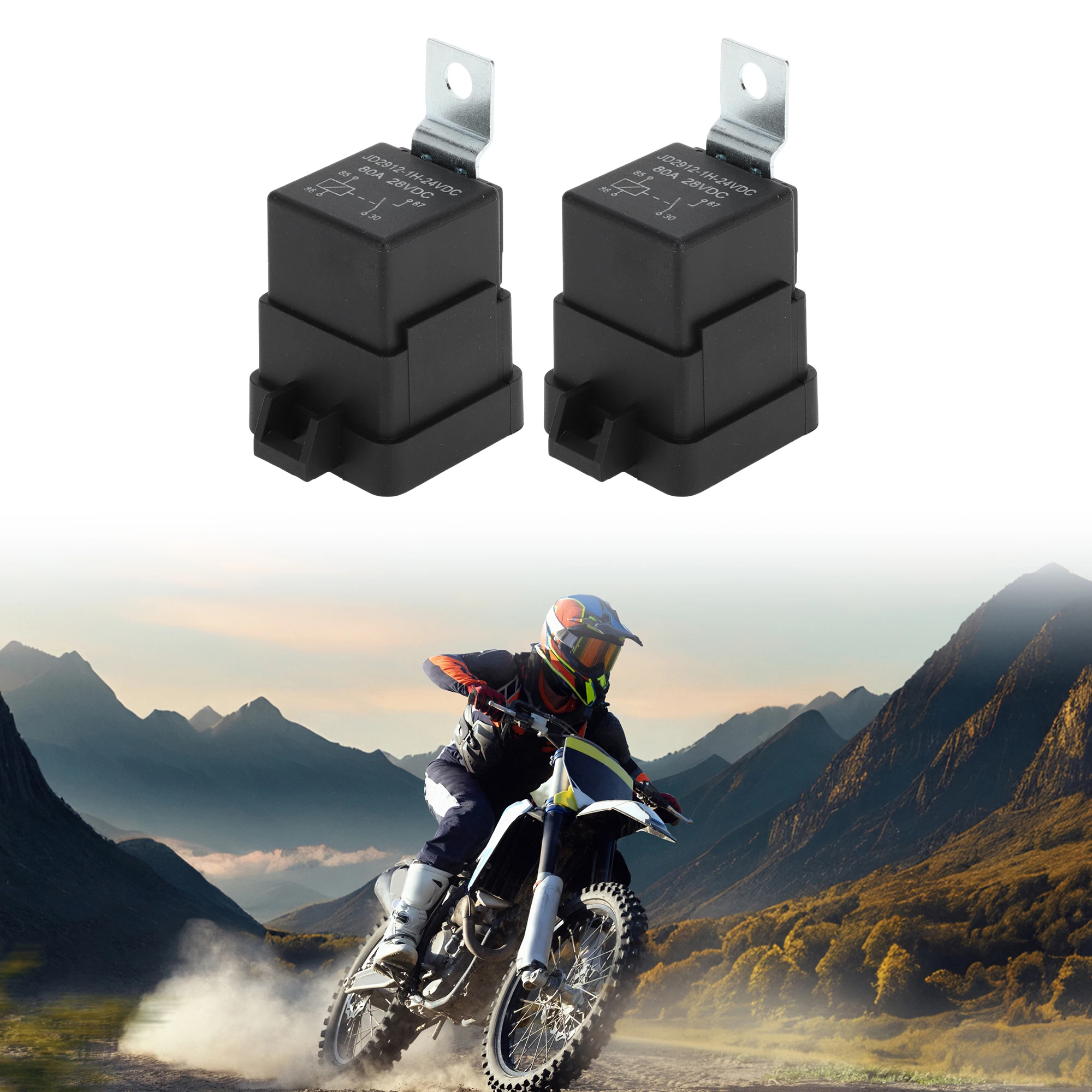 Motoforti 2 Pcs Auto Relay 4 Pins 24V 80A Waterproof Car Relay Multi Purpose Black