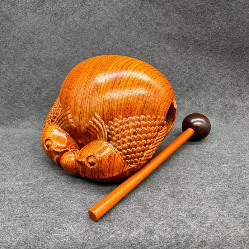 Mahogany Wooden Fish Percussion Instrument for Meditation and Stress Relief Office Desk Decor Singing Bowl Alternative