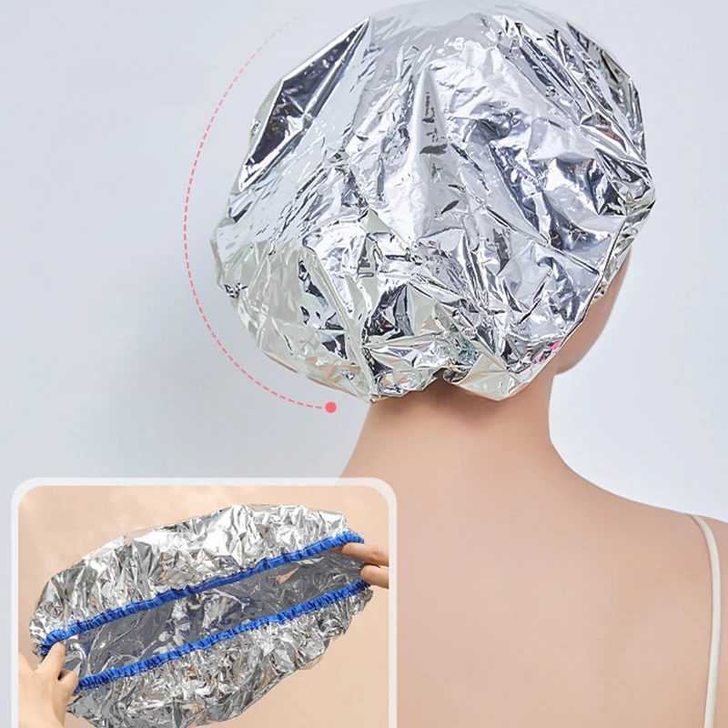 1pcs Self-heating Tin Foil Hat Heating Steam Hair Mask Cap  Deep Conditioning Hats Aluminum Salon Smooth Hair Oil Baking Cap