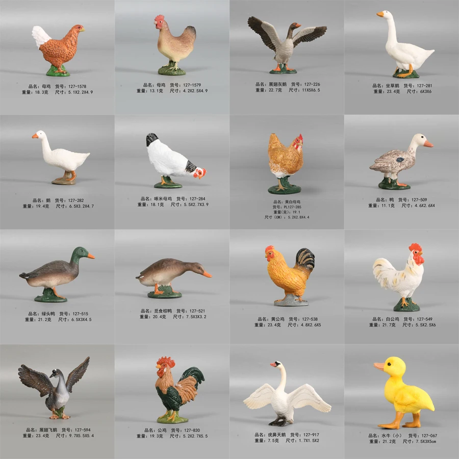 Hand Painted Farm Animal Simulation Models,Chicken,Duck,Goose,Fowl Figurines Action Figure Miniature Collection Toy For Kids