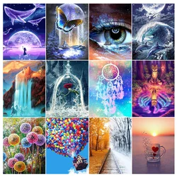 Landscape 5D Diamond Painting Dolphin Butterfly Dandelion Abstract Diamond Mosaic Painting Kits Beach Rhinestone Embroidery DIY