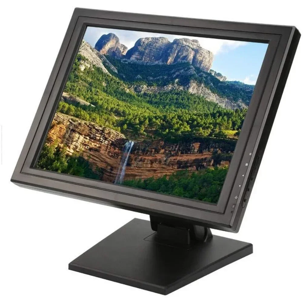 17 Inch Touchscreen Monitors LCD Screen Touch Screen Cash Monitor with Multiposition POS Stand for PC POS Cashier Bar Restaurant