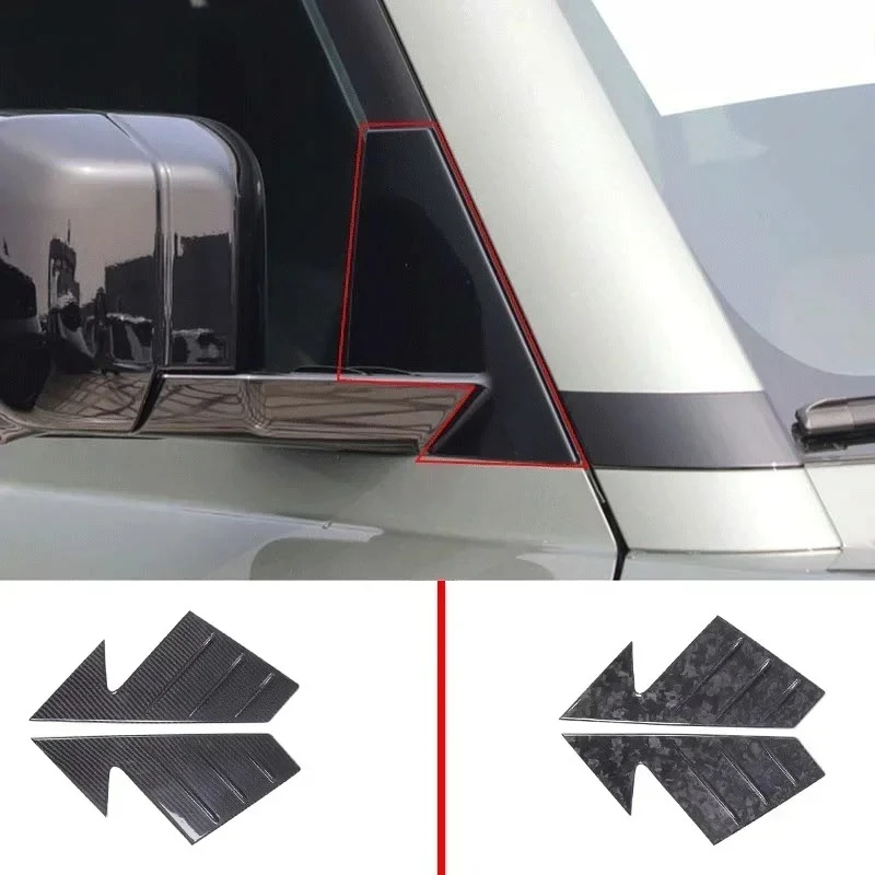 

For Land Rover Defender 2020-2024 Real Carbon Fiber front window mirrors pillar triangle trim cover accessories modification