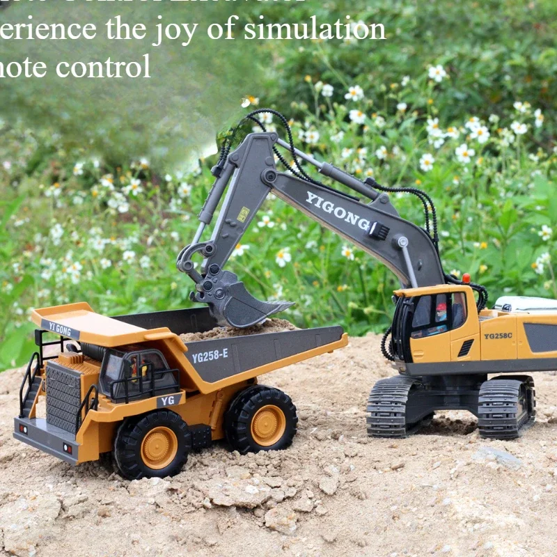 Remote Control Excavator Alloy Remote Control Car Tipper Engineering Car Toy Car Bulldozer Children's Playground Gift