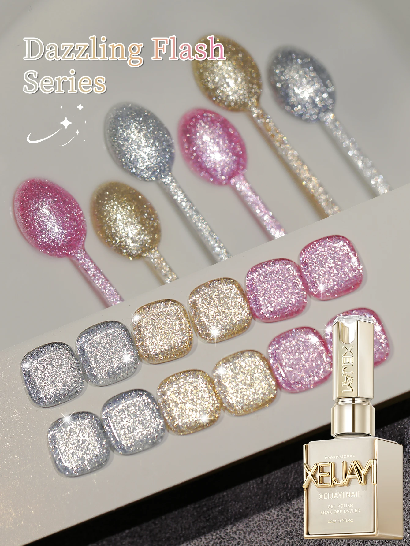 XEIJAYI 15ML clignotant sauvage paillettes Gel pour ongles Semi Permanent Nail Art trempage UV LED Salon de manucure bricolage Salon de manucure Gel