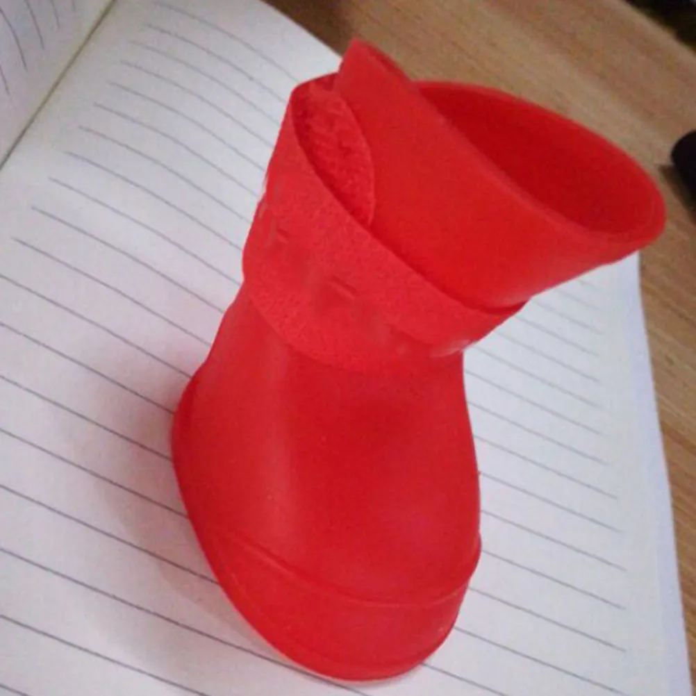 Pet Rain Shoes Dog Puppy Candy Colors Waterproof Non-Toxic Flexible PVC Anti-Slip Rainproof Wood Floor