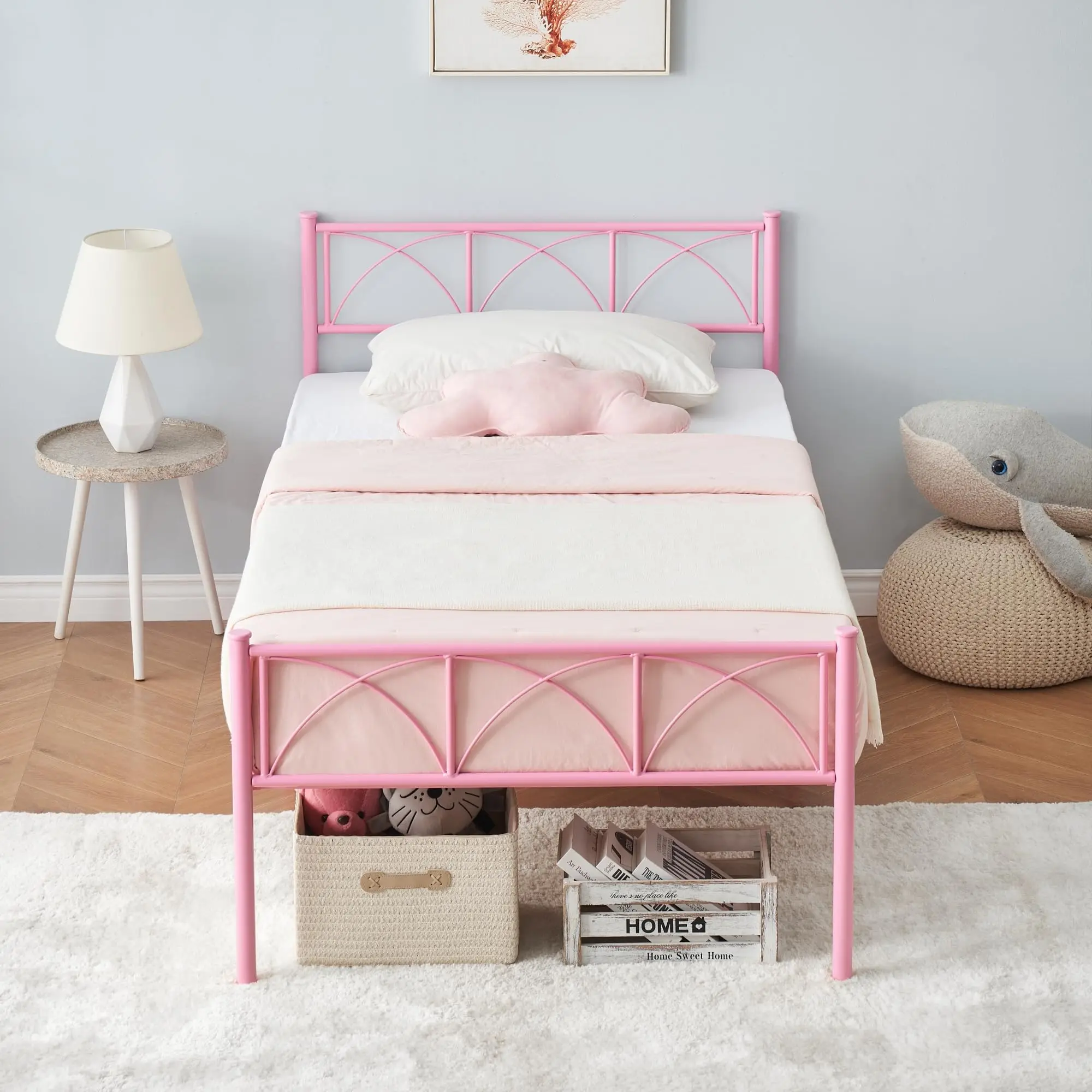 Heavy-Duty Metal Platform Bed Frame with Headboard & Footboard - Steel Slat Support, No Box Spring Needed, 12.2