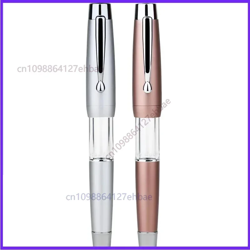 For T2 Elastic Piston Fountain Pen Acrylic Matte Metal Boby ef/f/m/dobrar Large Capacity Business Office Gift Ink Pen