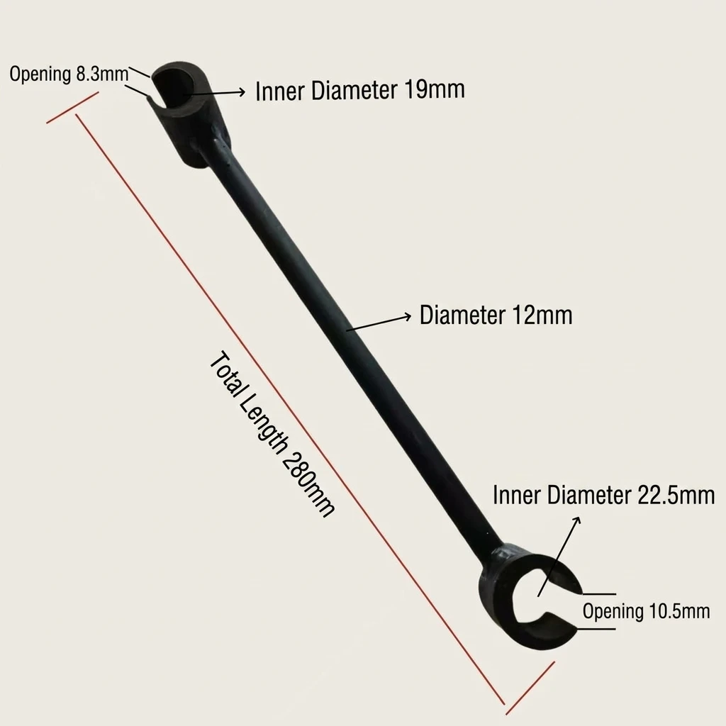 YGTITAN Door Gap Adjustment Wrench 280mm, High Carbon Steel, Multi-Size 8.3mm & 10.5mm Hinge Install Tool for Fire Door