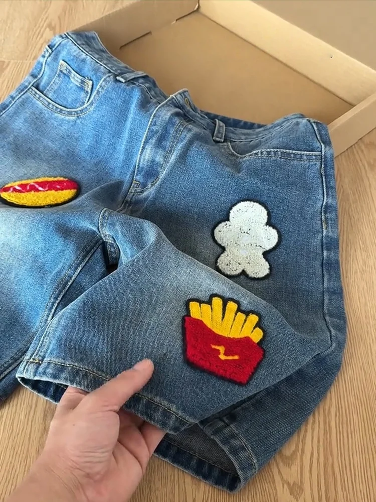 

Джинсовые брюки Fce на подкладке с вышитым дизайном High Street Sle Five Inch, летние брюки Faion для пар