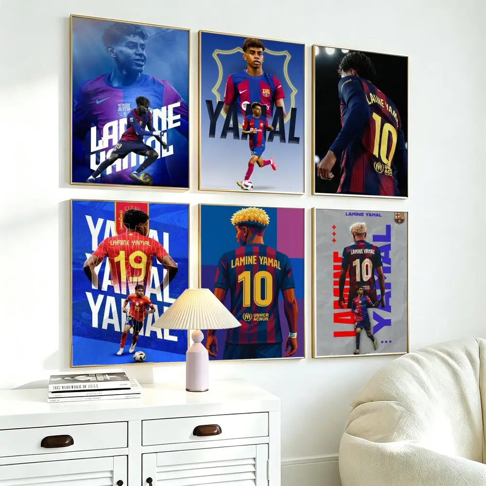 sports Lamine Yamal Poster Wall Posters Self-Adhesive Wall Stickers Home Decoration for Bedroom Living Room