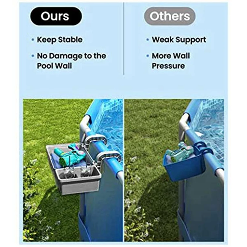 Pool Cup Holder With Pool Cup Holder, Outdoor Pool Storage Container Basket For Above Pool/Frame Pool