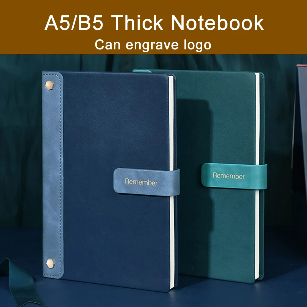 (Free Customized Logo) A5/B5 Buckle Notebook, Hard Leather Notepad, Student Diary, Subject Notebook, Business Meeting Minutes