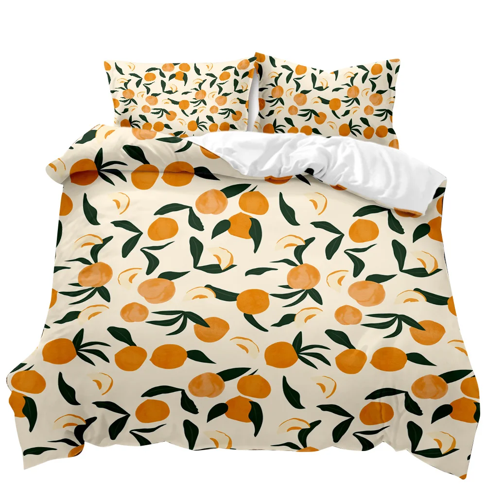

Fruit Duvet Cover Set Orange Bedding Set For Teens Girls Women Cute Cartoon Orange Double Queen King Size Qulit Cover